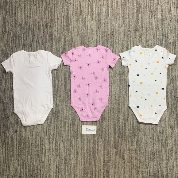 Lot of 3 24 Month Organic Cotton Girl’s One Piece Outfits Snaps Pink White Koala - Picture 2 of 3